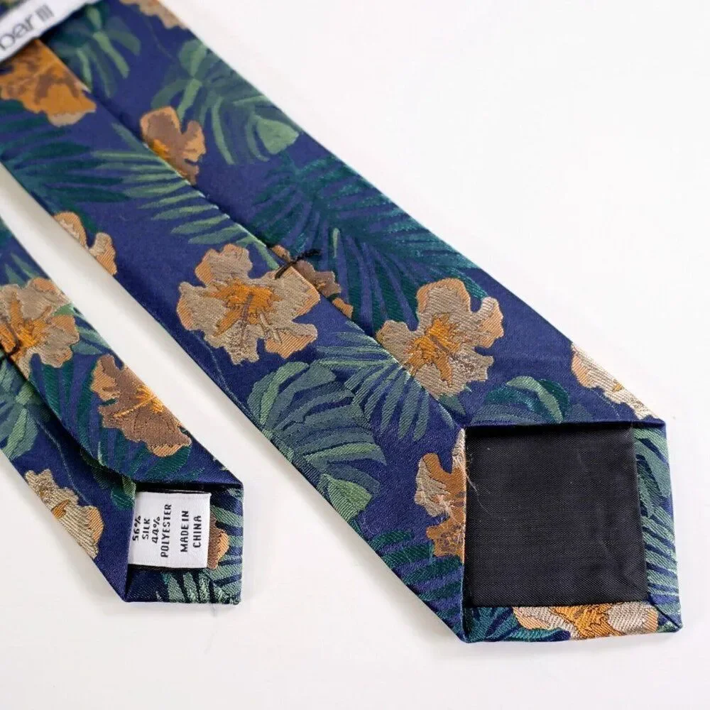 Bar‎ III Blue Floral Woven Skinny Silk Blend Tie